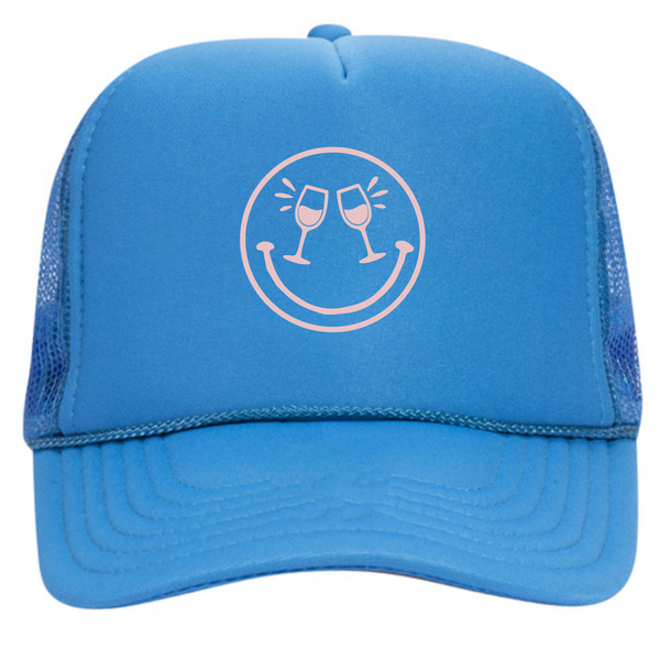 Harvest WFF '24 - Trucker Hat - Smiley - Neon Blue