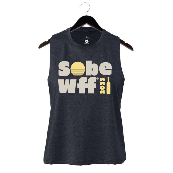 SOBEWFF 2025 - Women's Racerback Crop Tank - Sun - Heather Navy