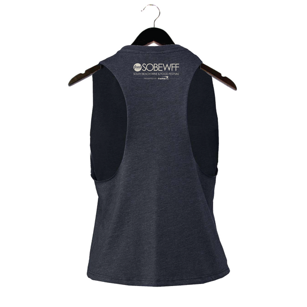 SOBEWFF 2025 - Women's Racerback Crop Tank - Sun - Heather Navy