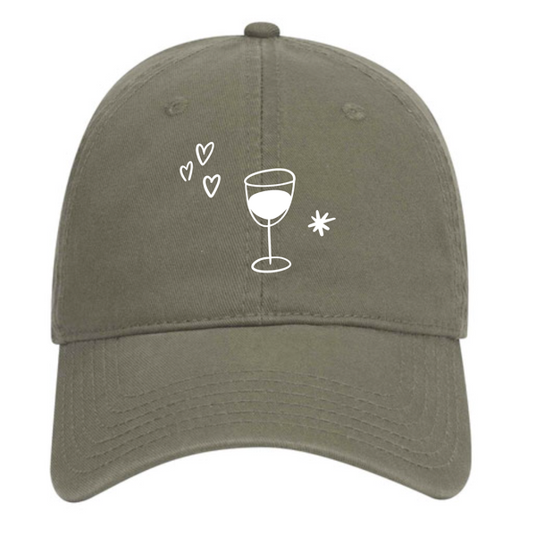 @SamanthaSommelier - Dad Hat - Wine Glass - Olive Green