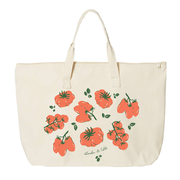 Garden Tomatoes - Zip Tote Bag - Natural